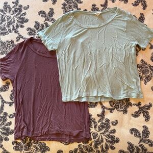 Full Tilt Women's Short Sleeve Tops in Sage Green and Plum